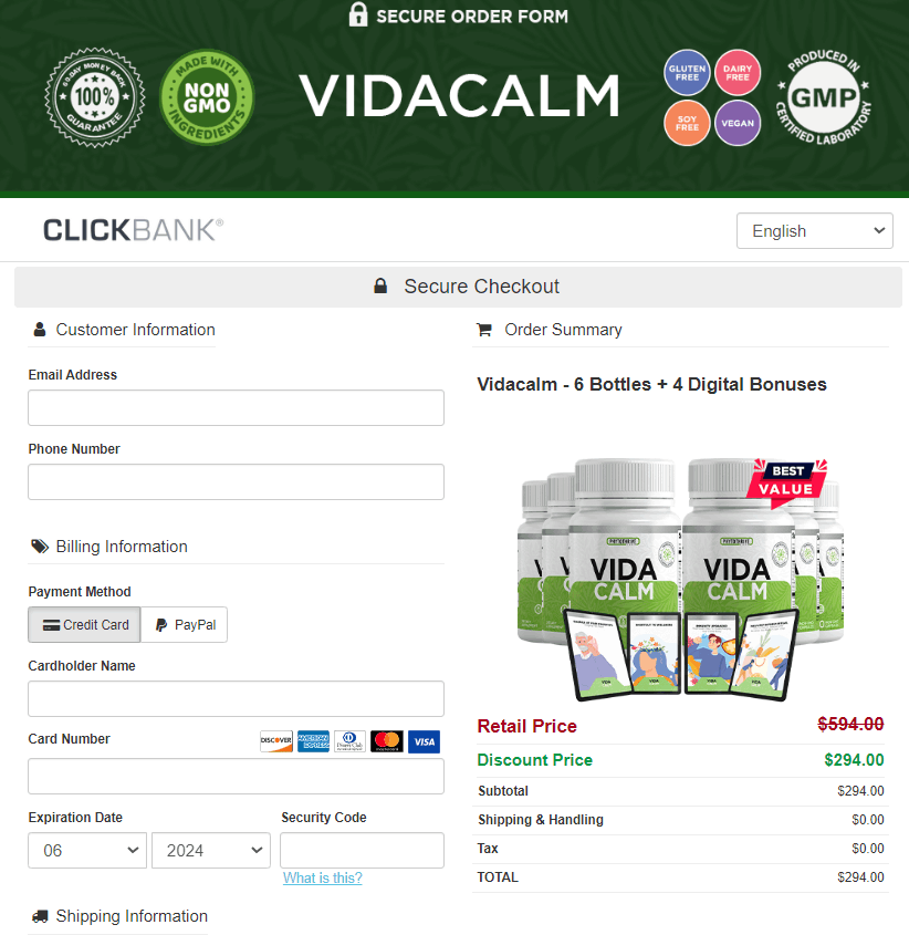 vidacalm-secure-checkout-page